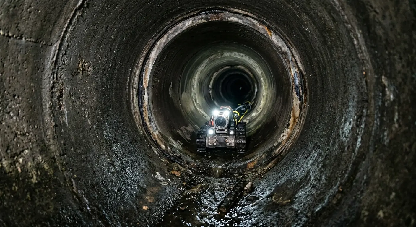 Robotic sewer camera inspecting pipe interior for Drain Snake Service in Lenox